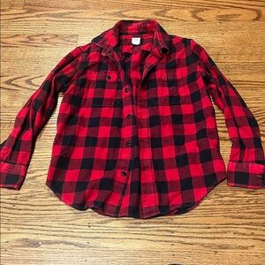 GAP Kids Red and Black Plaid Button-Up Shirt